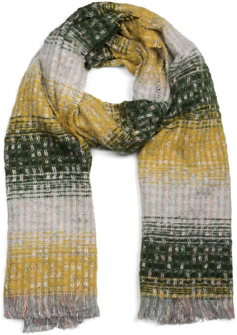 Stylebreaker Warmer Schal mit Streifen Web Muster und Pailletten