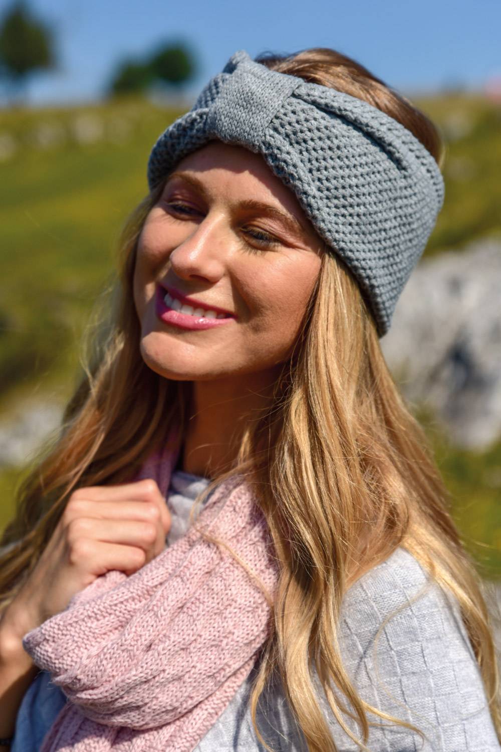 Stylebreaker Stirnband mit Knoten und Perl Strickmuster 50% Rabatt mit kostenlosem Versand