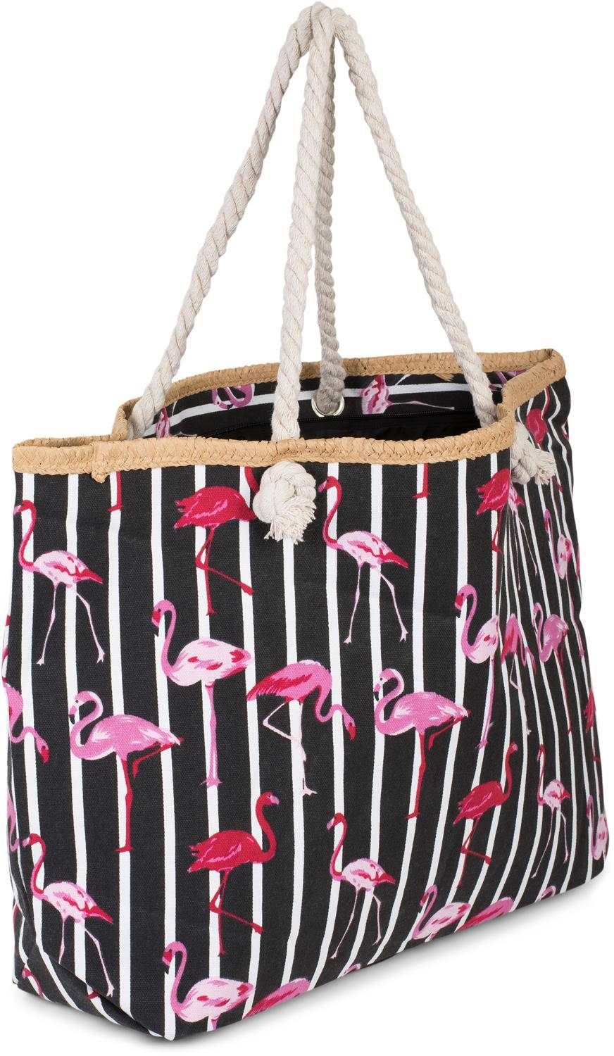 Stylebreaker Strandtasche mit Streifen und Flamingos Rabatte dieses Monats