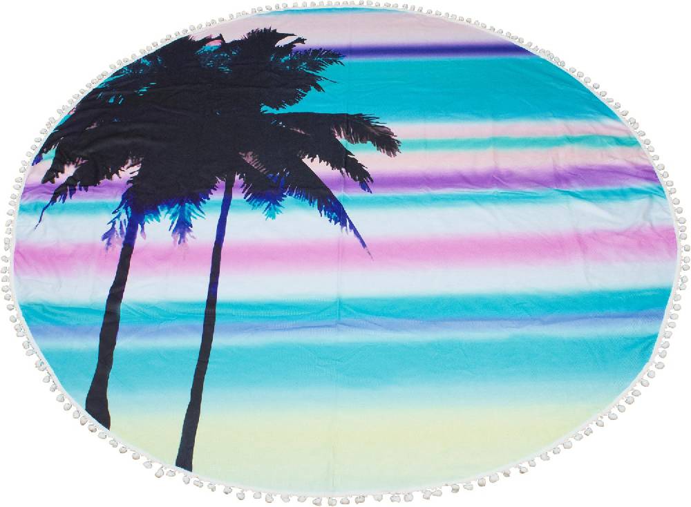 Stylebreaker Rundes Strandtuch mit Palmen und Sonnenuntergang Outlet
