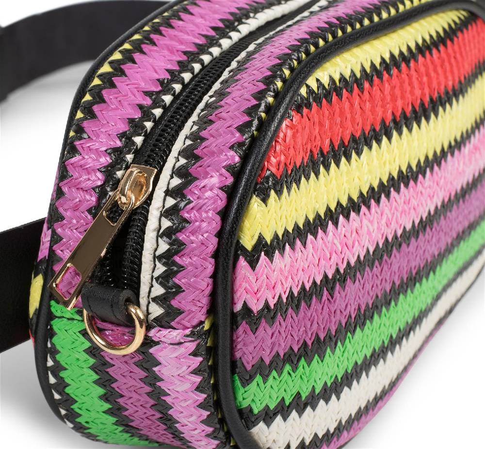 Stylebreaker Bauchtasche mit buntem Zick-Zack Muster, Gürteltasche Sonderangebot
