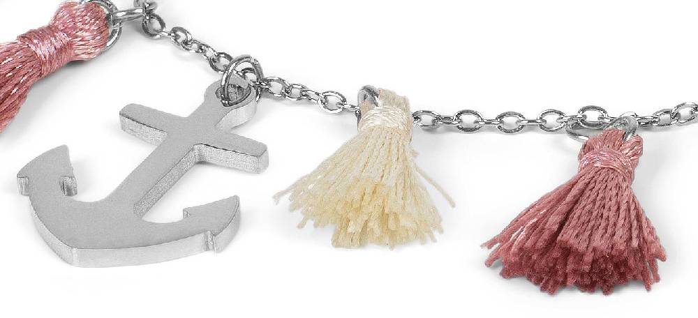Stylebreaker Edelstahl Armkette mit Anker Charm und Quasten Günstig kaufen