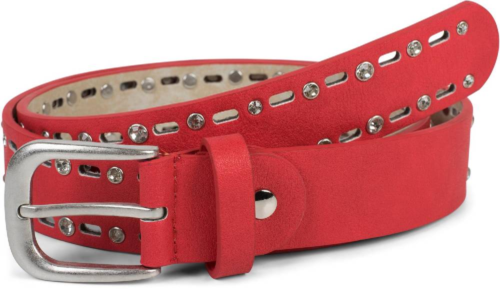 Stylebreaker Gürtel mit Strass und ovalem Lasercut Muster Versandkostenfrei