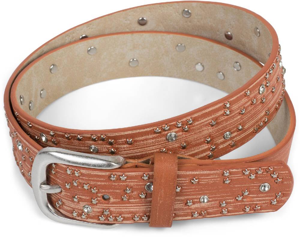 Stylebreaker Nietengürtel mit Sternchen Nieten und Strass Großer Ausverkauf