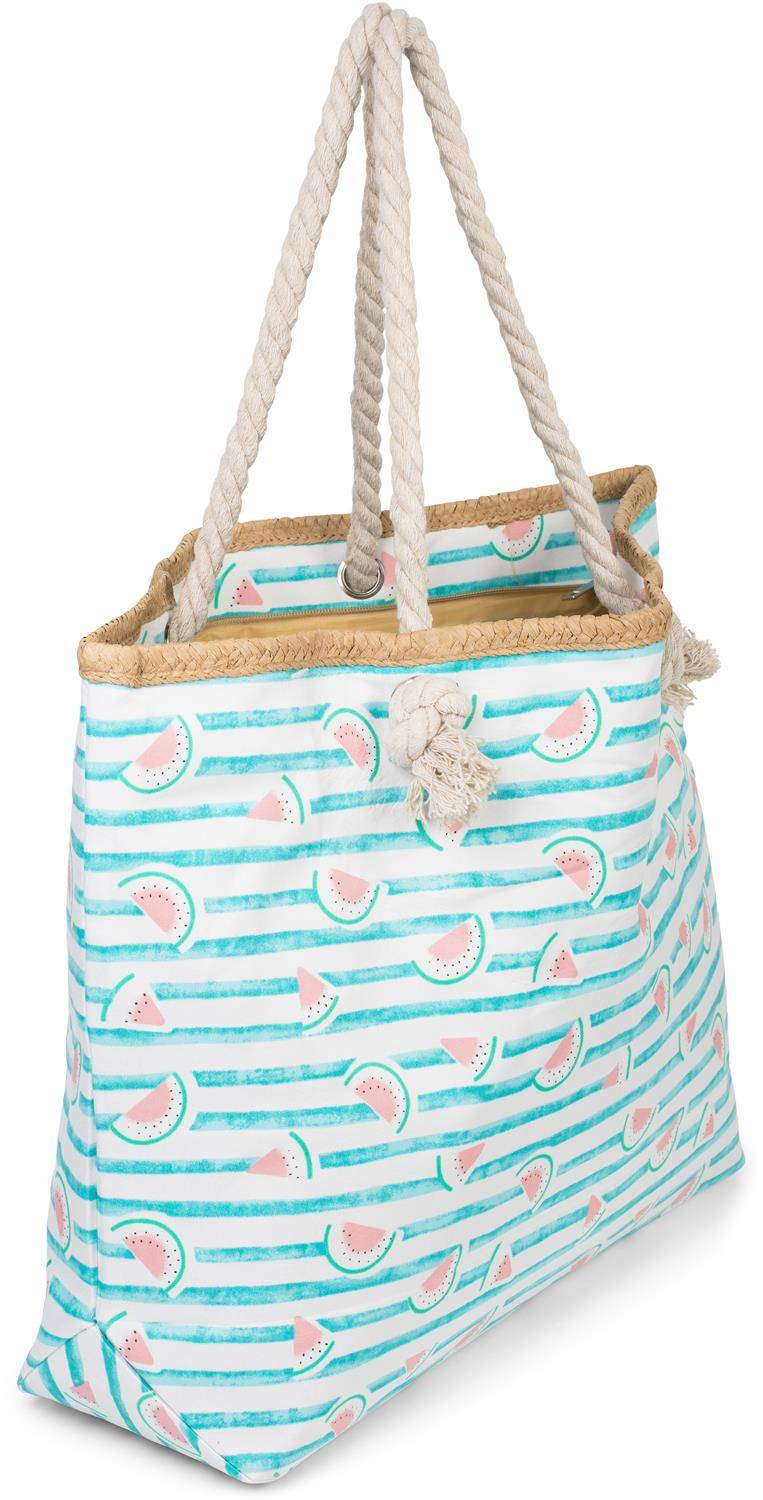 Stylebreaker Strandtasche mit Streifen und Melone Print Cyber Monday