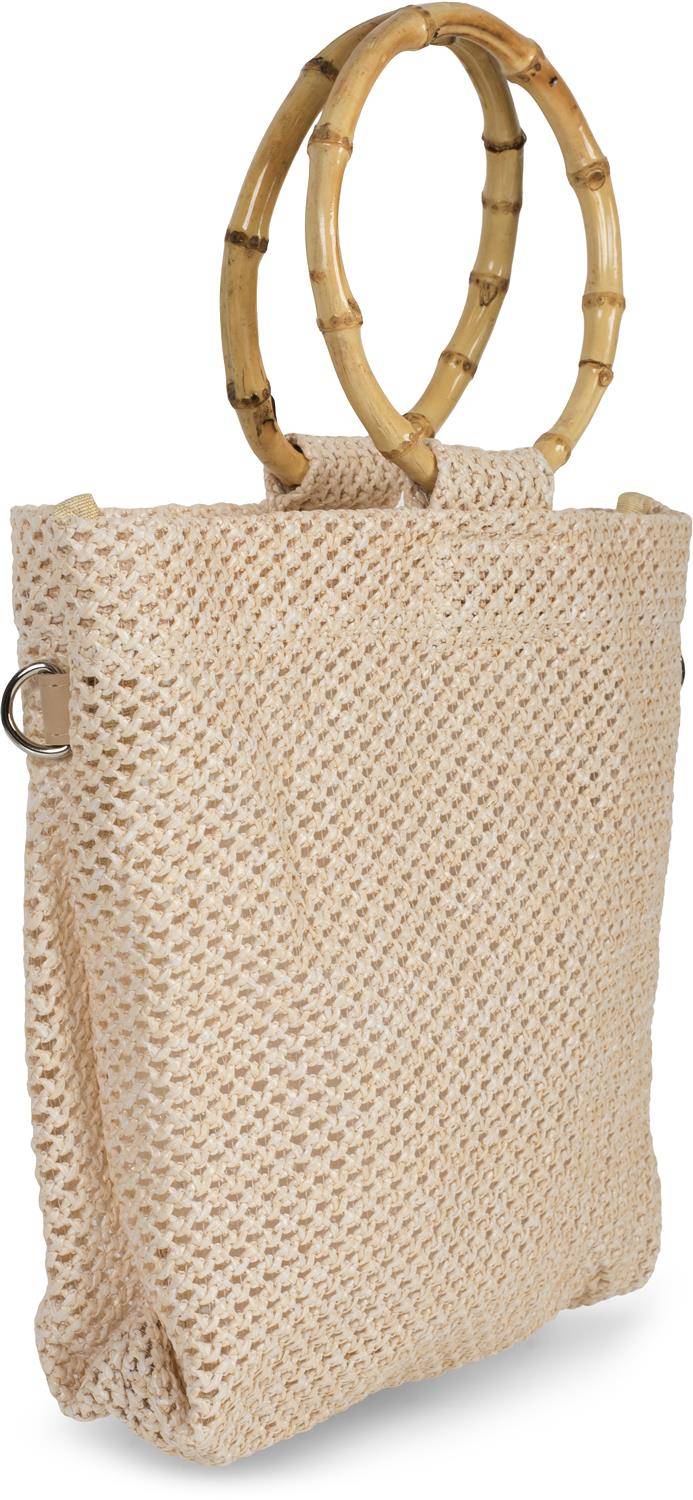 Stylebreaker Henkeltasche mit Bambus Henkel in Häkel Optik Weihnachtsangebot