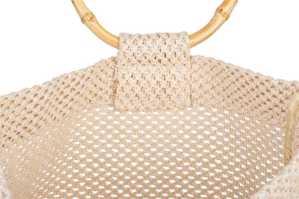 Stylebreaker Henkeltasche mit Bambus Henkel in Häkel Optik Weihnachtsangebot