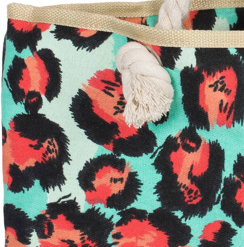 Stylebreaker Strandtasche mit buntem Leoparden Muster Valentinstagsangebot