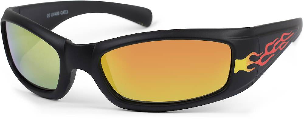 Stylebreaker Kinder Sport Sonnenbrille mit Flammen Print