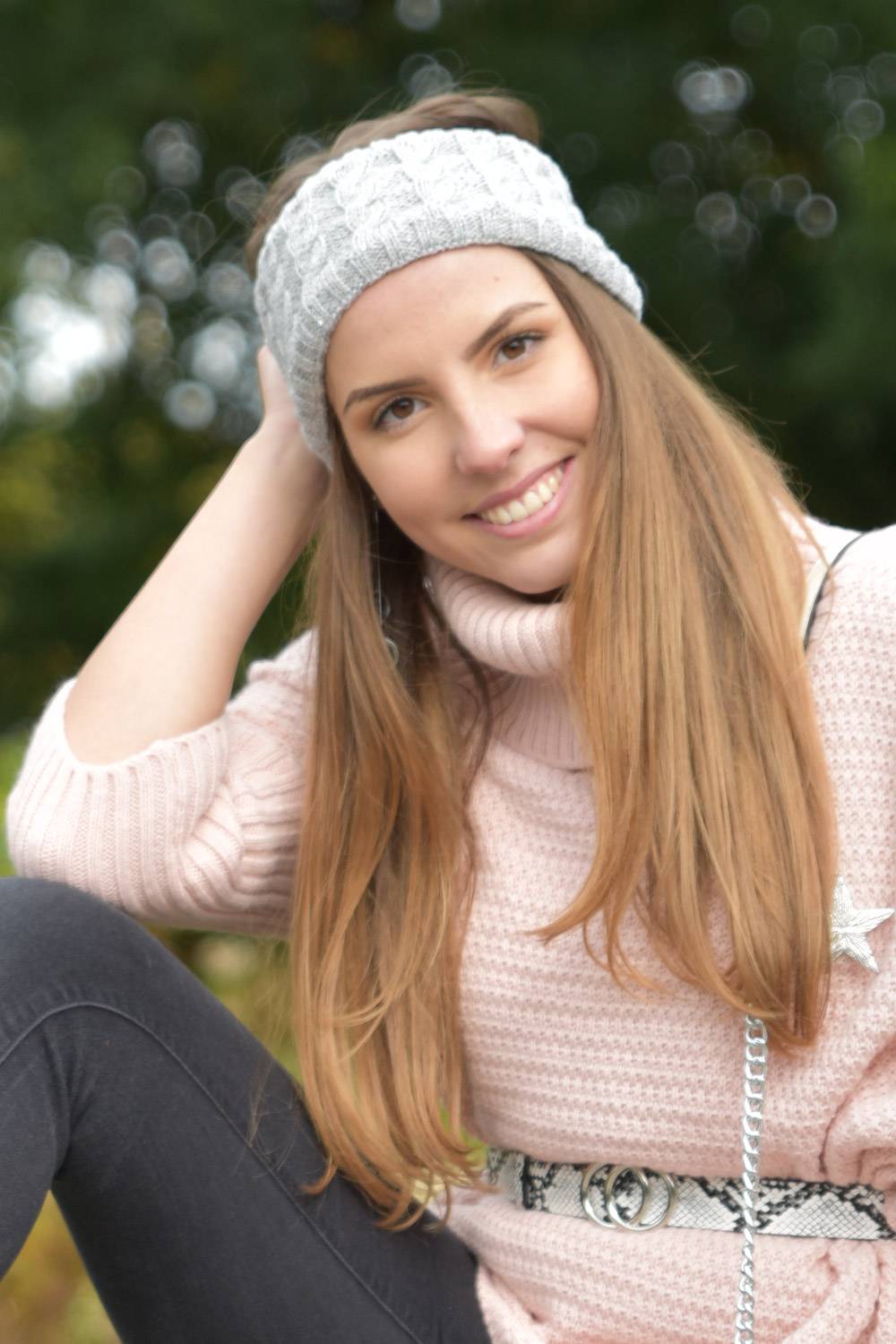 Stylebreaker Strick Stirnband Zopfmuster Pailletten Sonderangebot der Fabrik