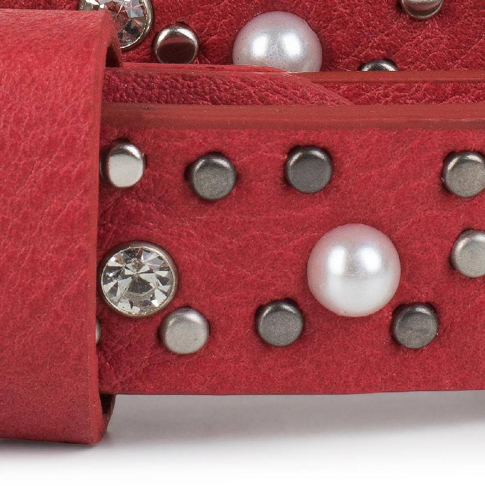 Stylebreaker Schmaler Nietengürtel mit Perlen und Strass Clearance-Verkauf
