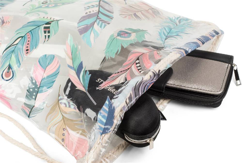 Stylebreaker Transparenter Turnbeutel mit Federn Speichern exportieren