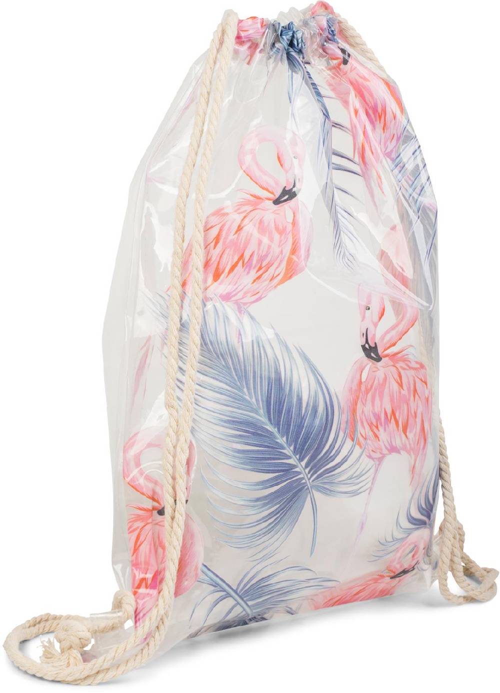 Stylebreaker Transparenter Turnbeutel mit Flamingo und Palmen Black Friday Preise