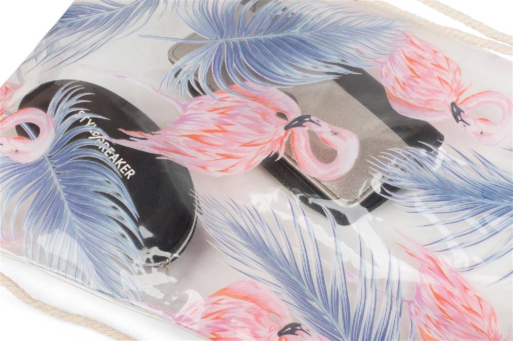 Stylebreaker Transparenter Turnbeutel mit Flamingo und Palmen Black Friday Preise