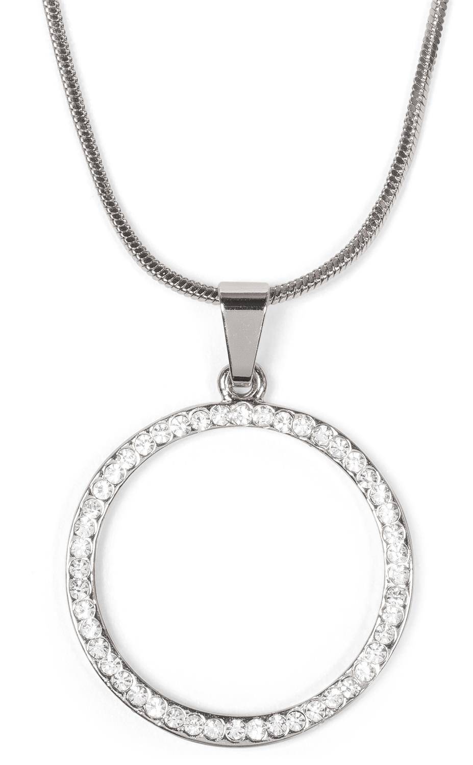 Stylebreaker Halskette mit rundem Strass Anhänger