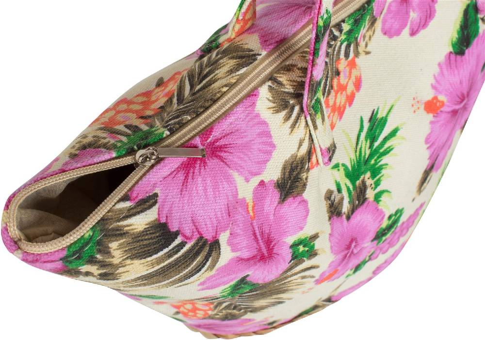 Stylebreaker Strandtasche mit Hibiskus und Bast Günstiger Verkauf