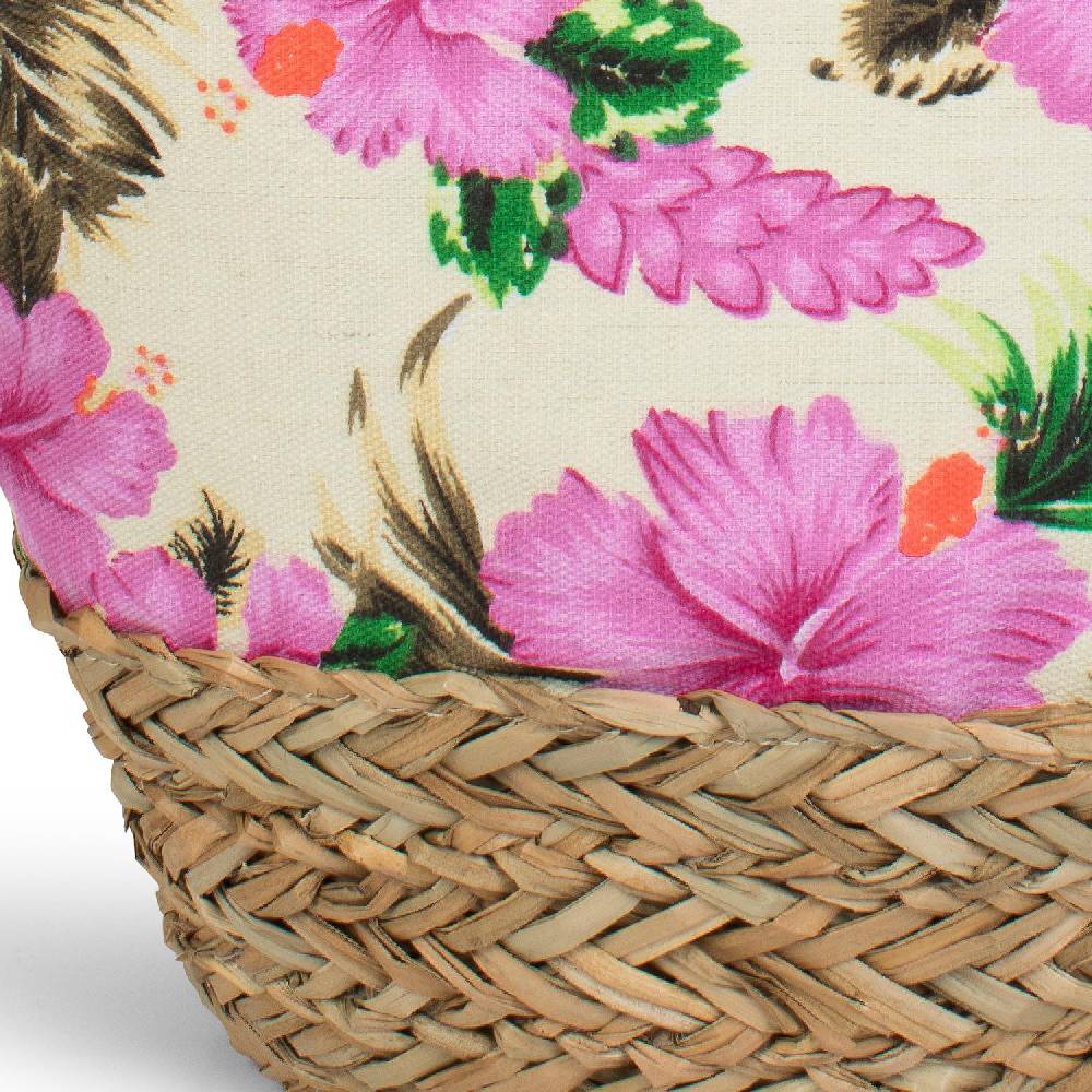 Stylebreaker Strandtasche mit Hibiskus und Bast Günstiger Verkauf
