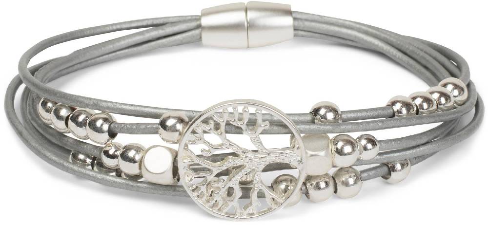 Stylebreaker Armband mit Lebensbaum, Perlen und Bändern
