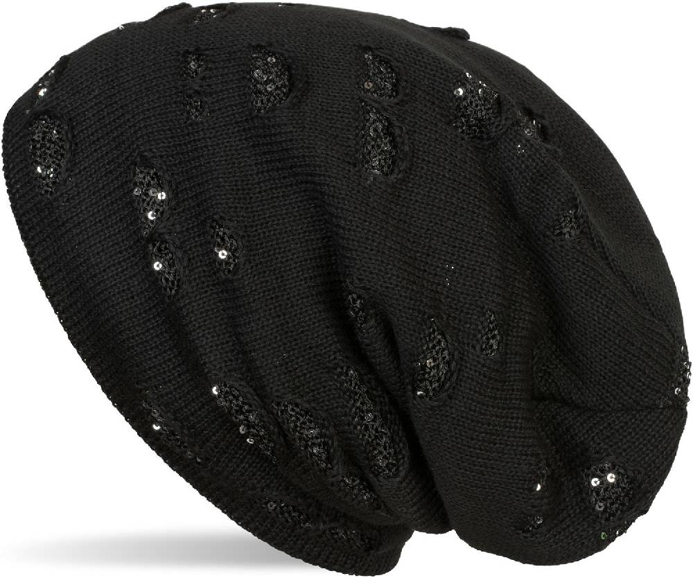 Stylebreaker Feinstrick Beanie mit Pailletten im Destroyed Look Große Rabatte