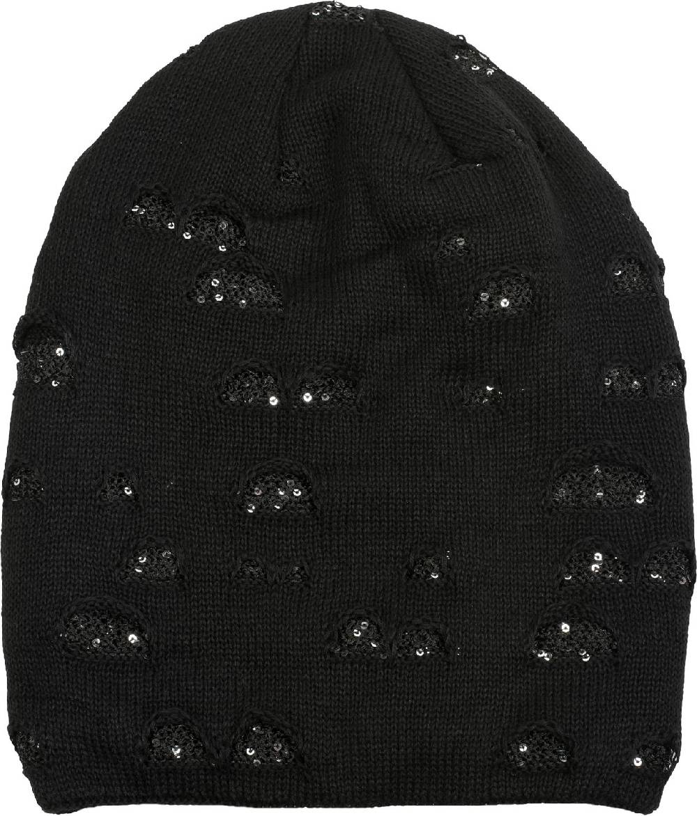 Stylebreaker Feinstrick Beanie mit Pailletten im Destroyed Look Große Rabatte