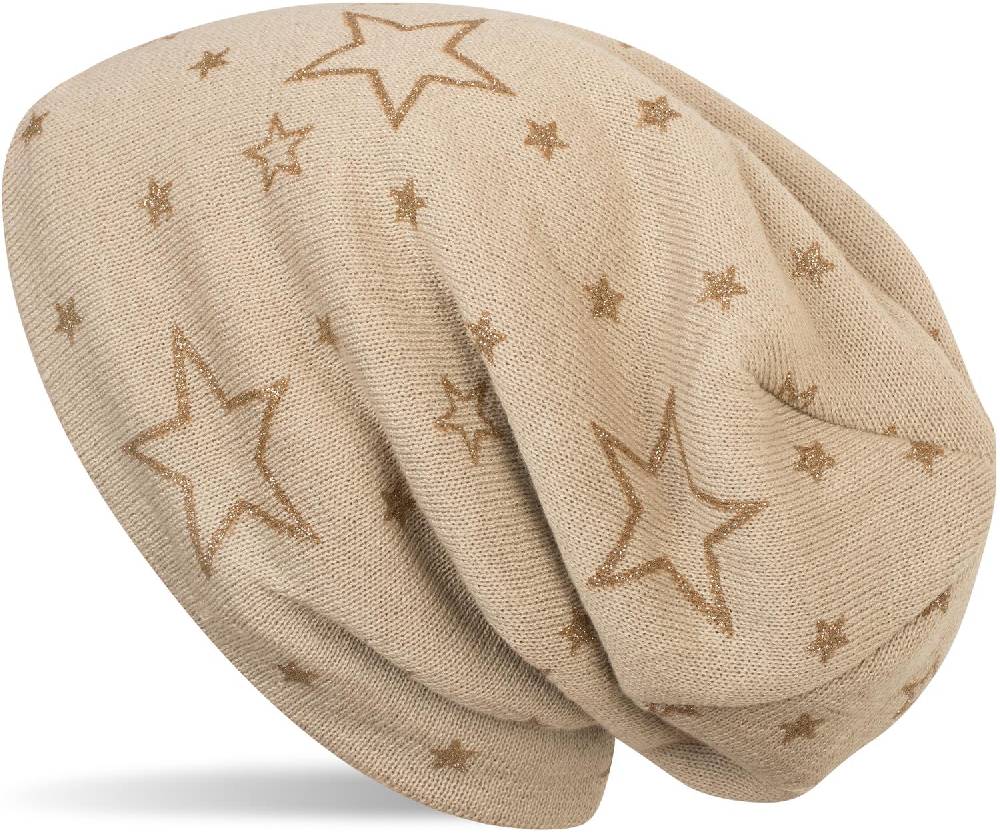 Stylebreaker Feinstrick Beanie mit Glitzer Stern Print Neuheiten