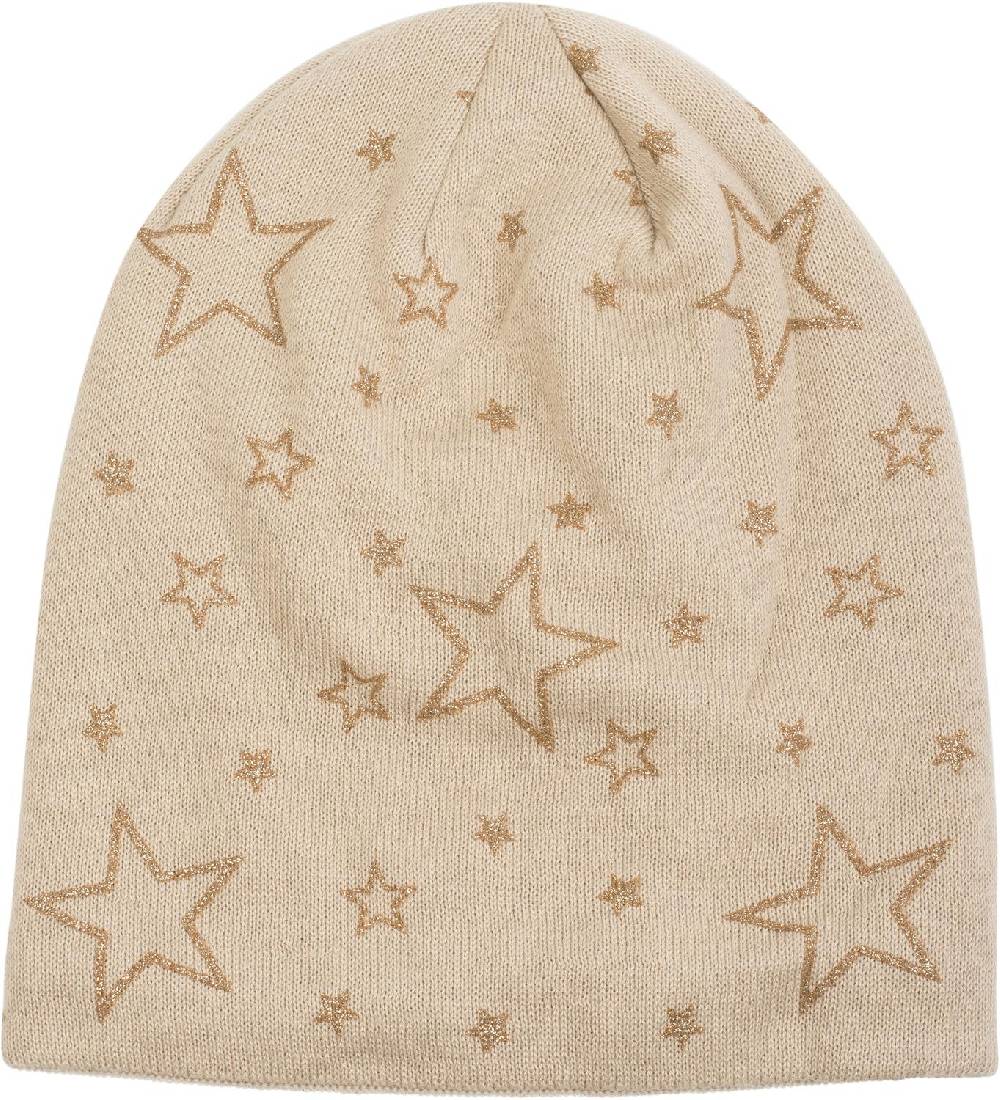 Stylebreaker Feinstrick Beanie mit Glitzer Stern Print Neuheiten