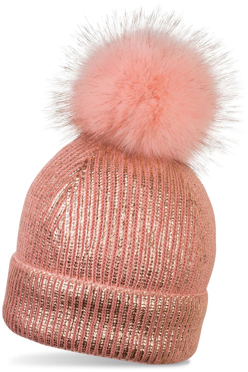 Stylebreaker Metallic Winter Strick Bommelmütze Kauf eins, bekomm eins gratis