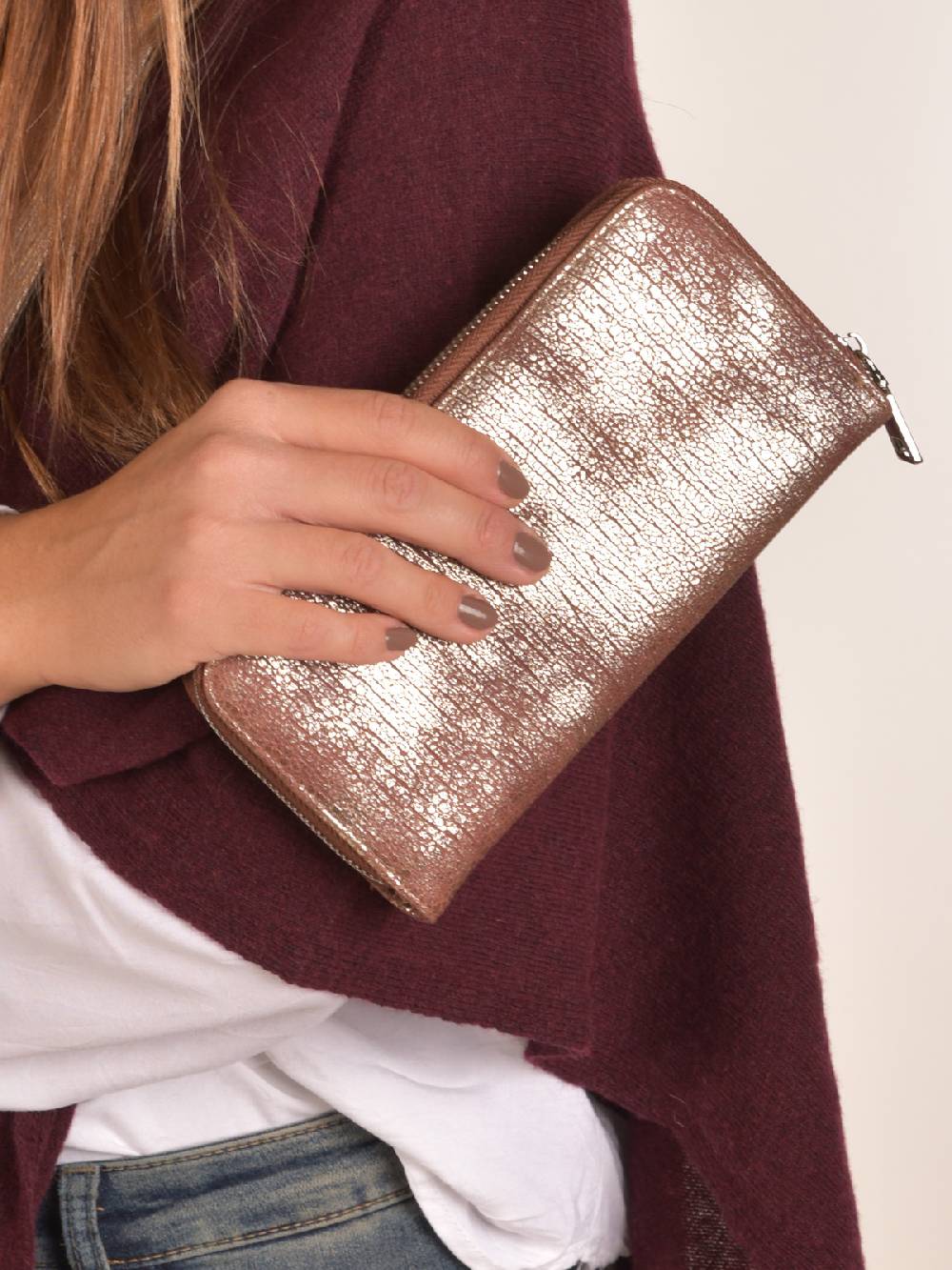 Stylebreaker Geldbörse genarbt Antik Metallic Riesige Ersparnisse