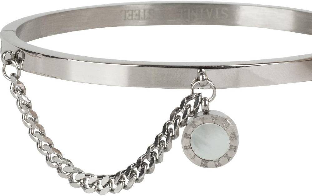 Stylebreaker Edelstahl Armreif mit Kette & Anhänger Hotsell