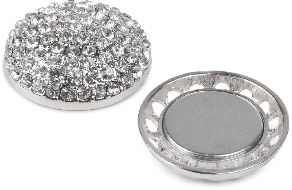 Stylebreaker Kleine runde Magnet Brosche mit Strass Blitzverkäufe