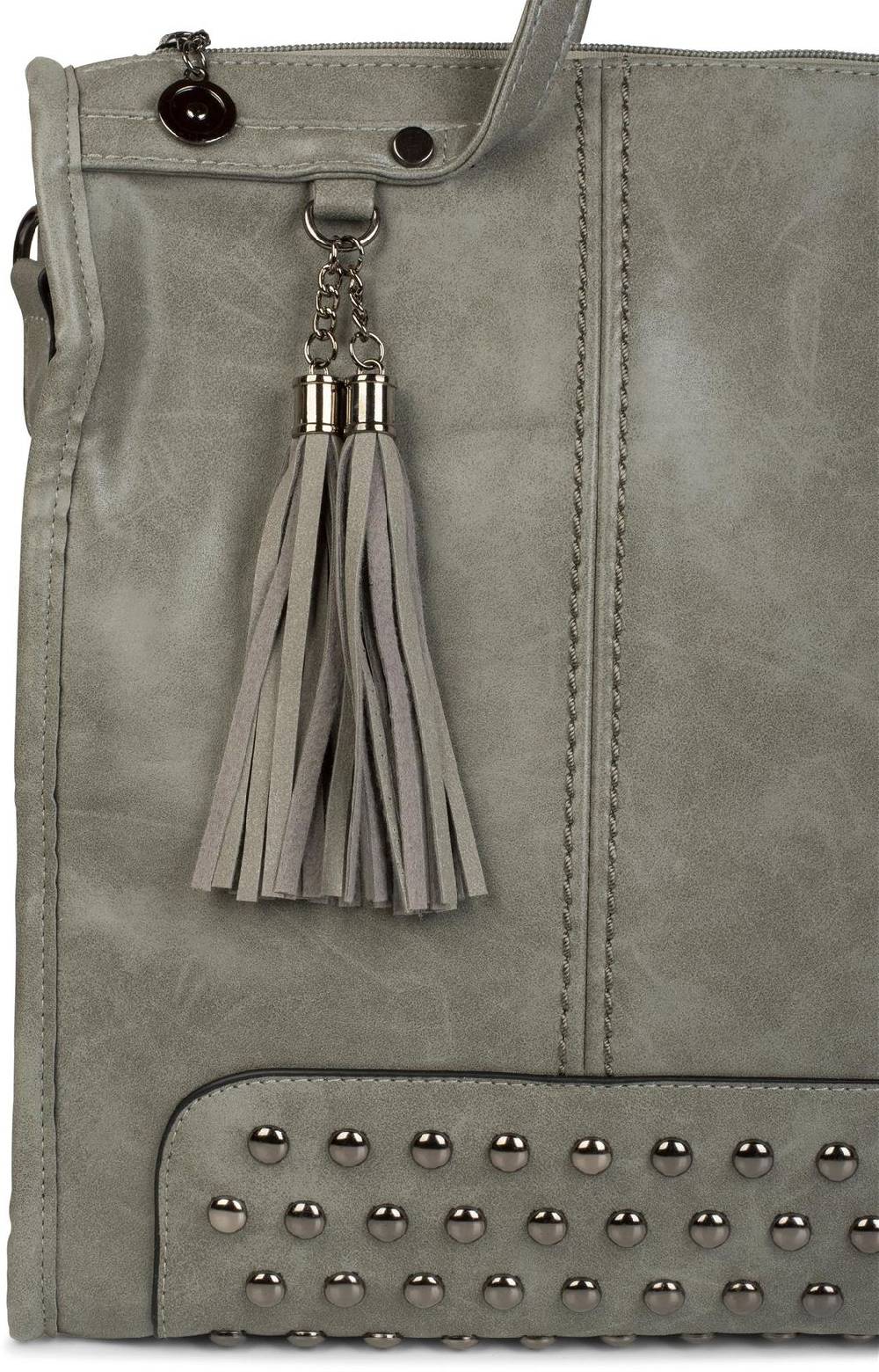 Stylebreaker Henkeltasche mit Nieten und Quaste Fabrikpreis