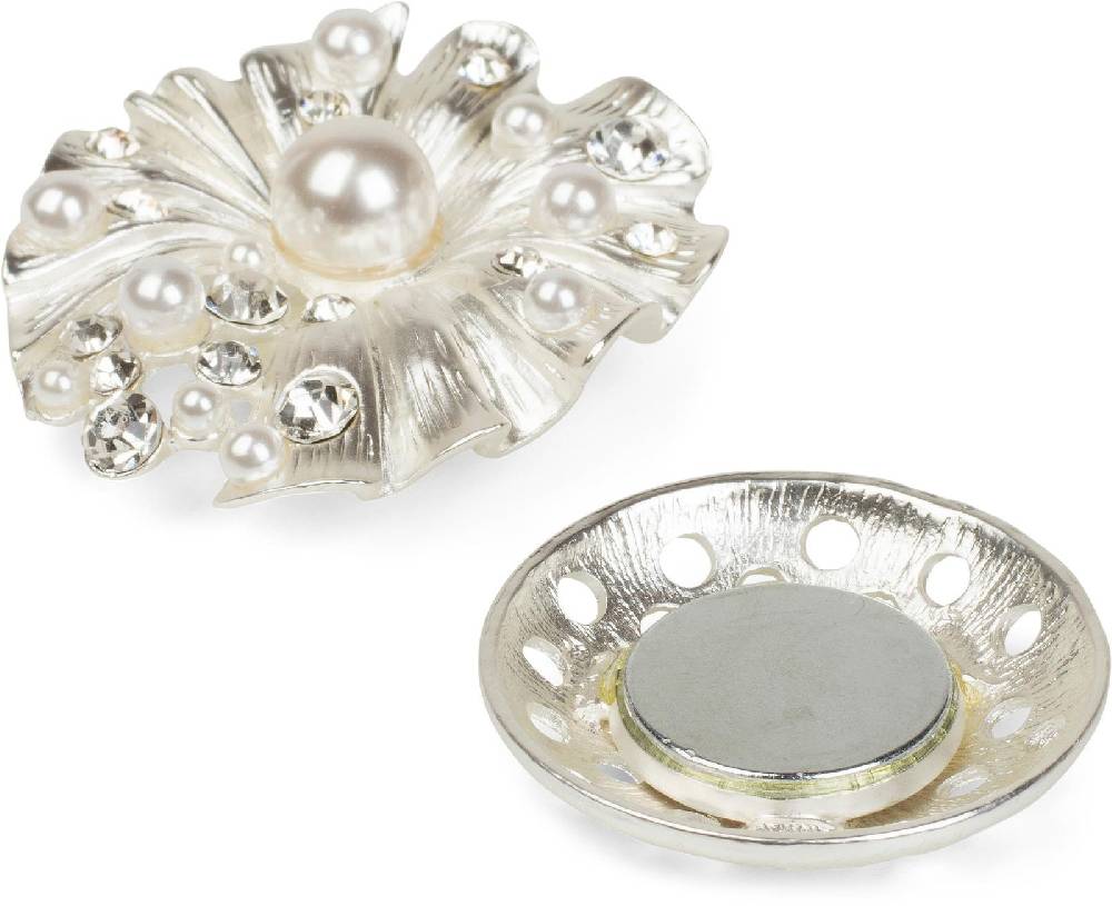 Stylebreaker Muschel Magnet Brosche mit Strass & Perle Begrenztes Angebot