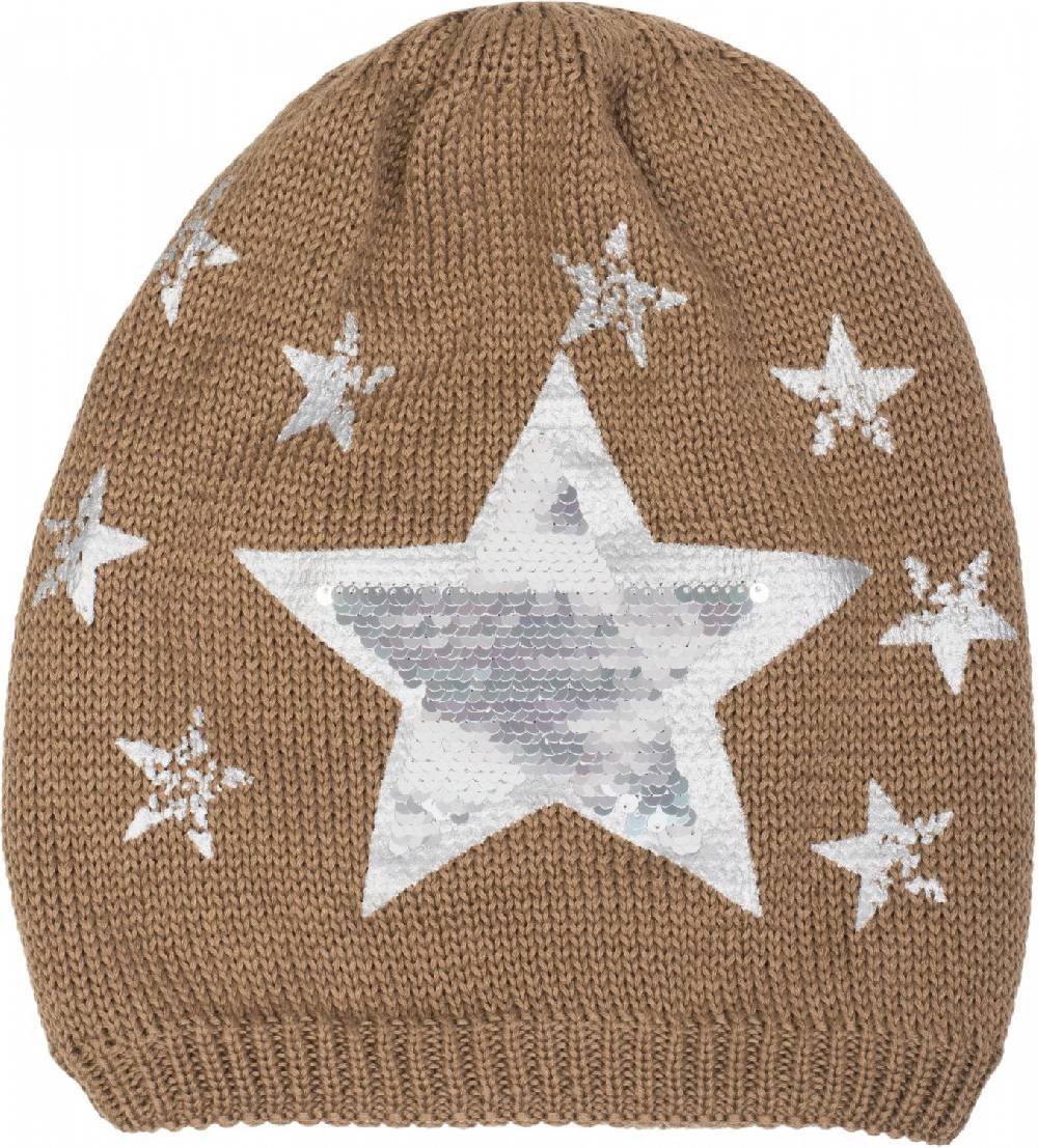Stylebreaker Strick Beanie mit Pailletten Stern Print Muttertagsangebot