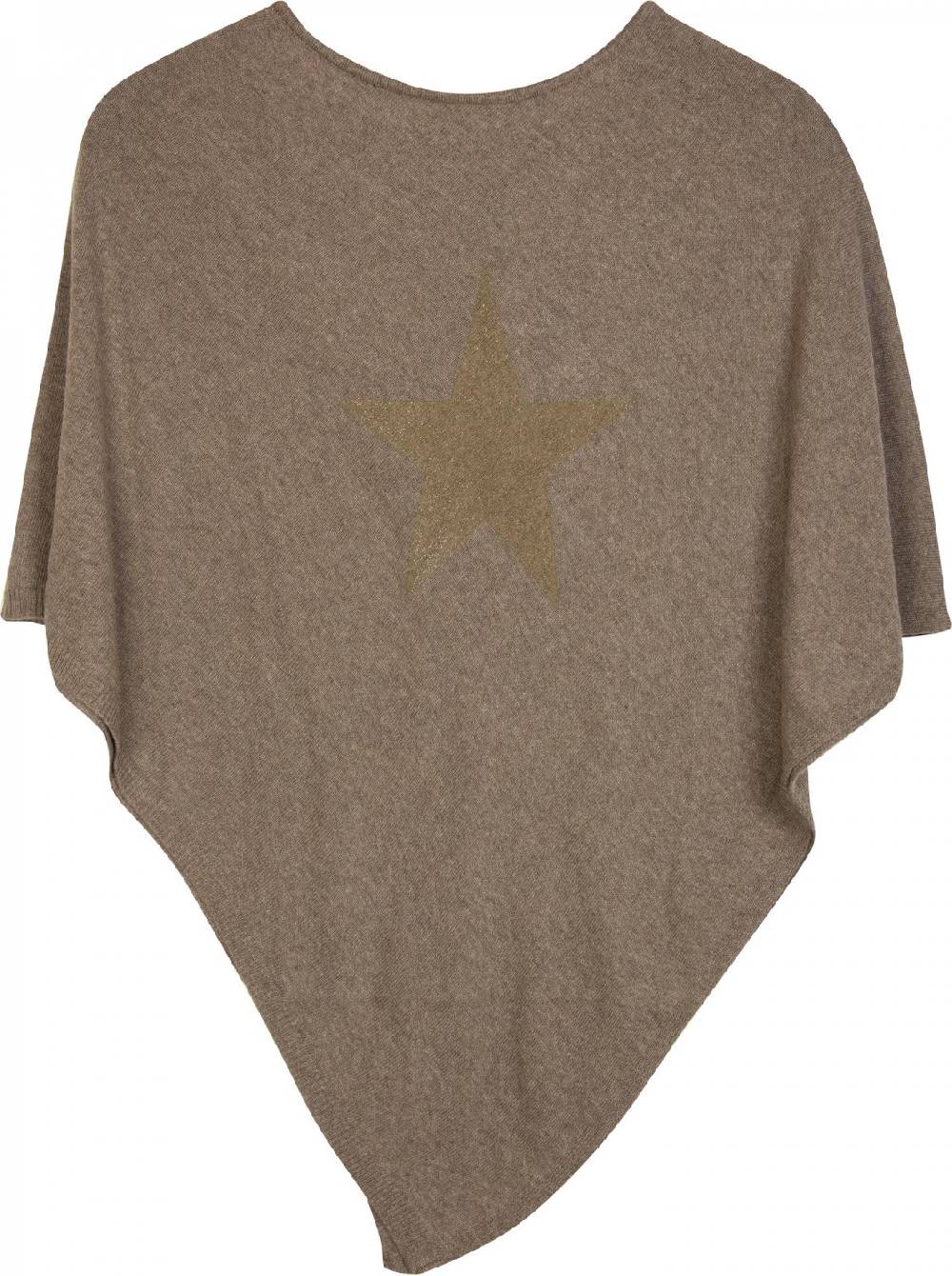 Stylebreaker Leichter Feinstrick Poncho mit Glitzer Stern