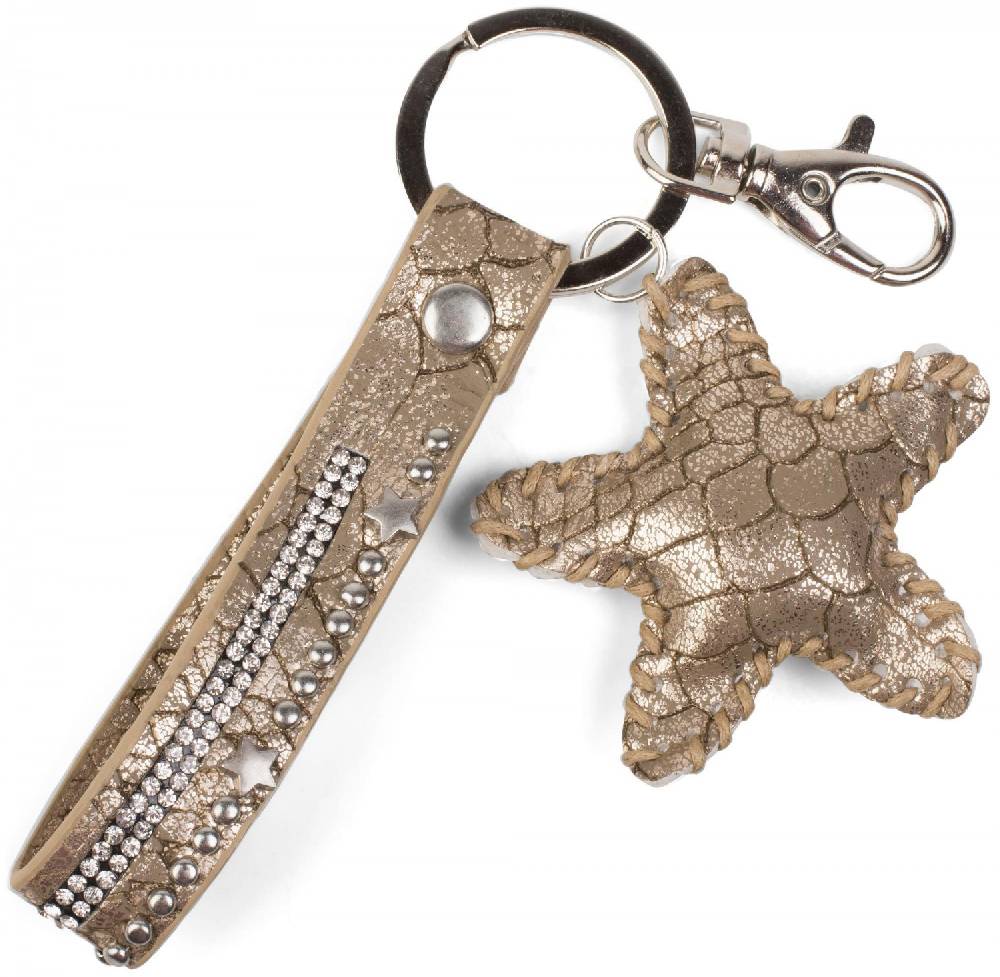 Stylebreaker Schlüsselanhänger mit Strass, Nieten und Stern Anhänger Super Sparpreis