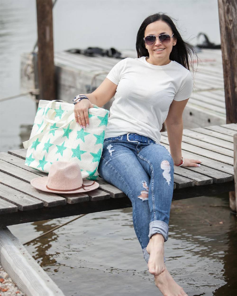 Stylebreaker Strandtasche mit Vintage Stern Muster Nur für heute