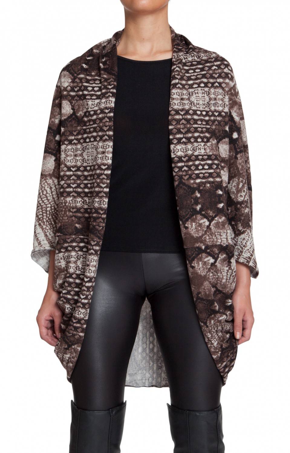 Stylebreaker Cardigan Weste / Schal mit Animal Print 50% Rabatt mit kostenlosem Versand