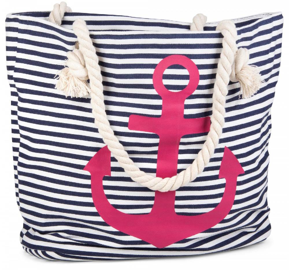 Stylebreaker Strandtasche mit Streifen und Anker Im Verkauf