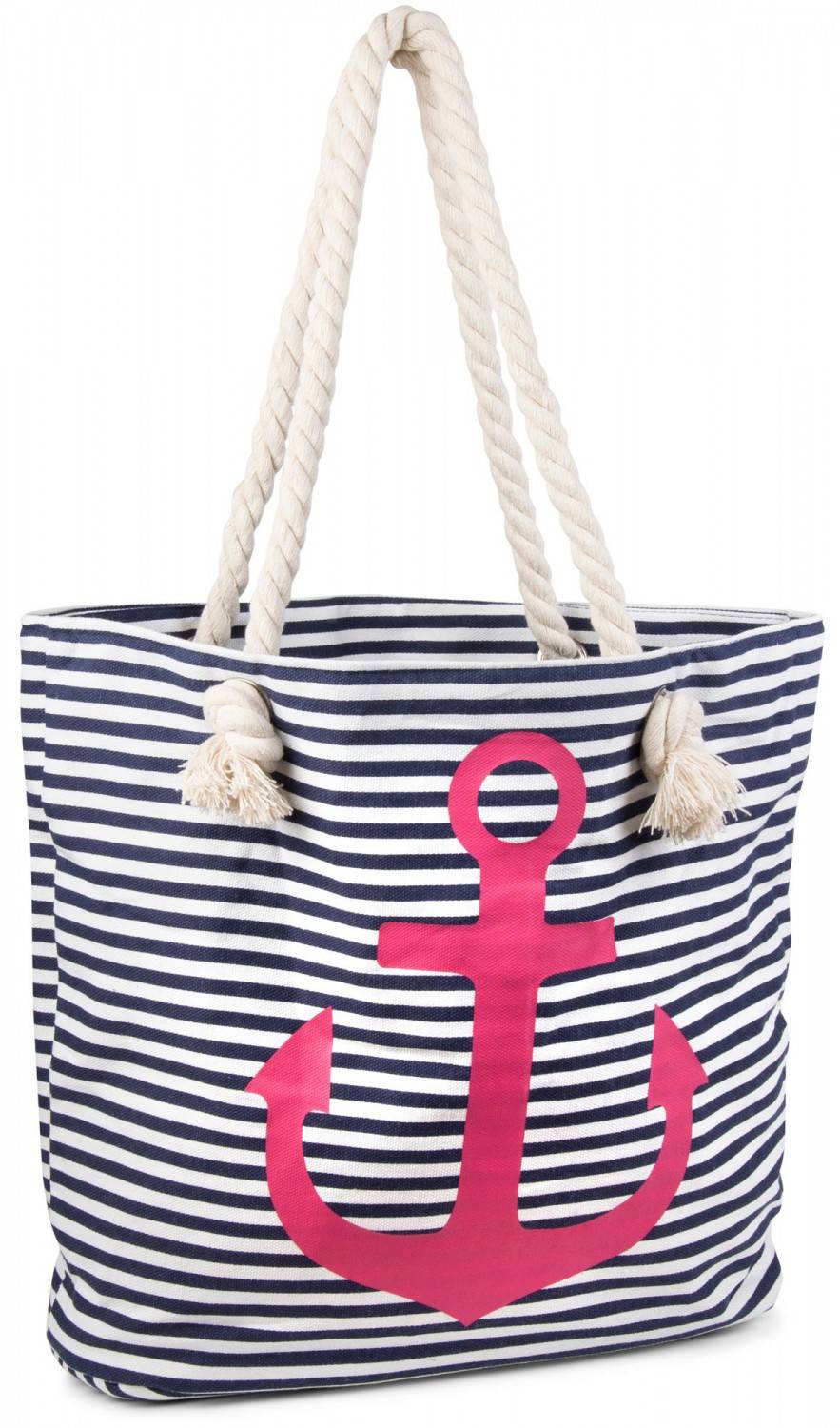 Stylebreaker Strandtasche mit Streifen und Anker Im Verkauf