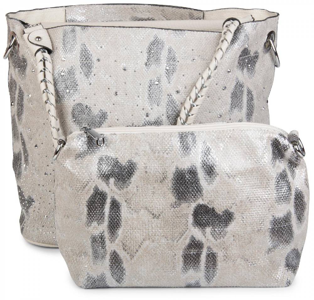 Stylebreaker Handtaschen Set mit Strass Applikation in Schlangenleder Optik 2025